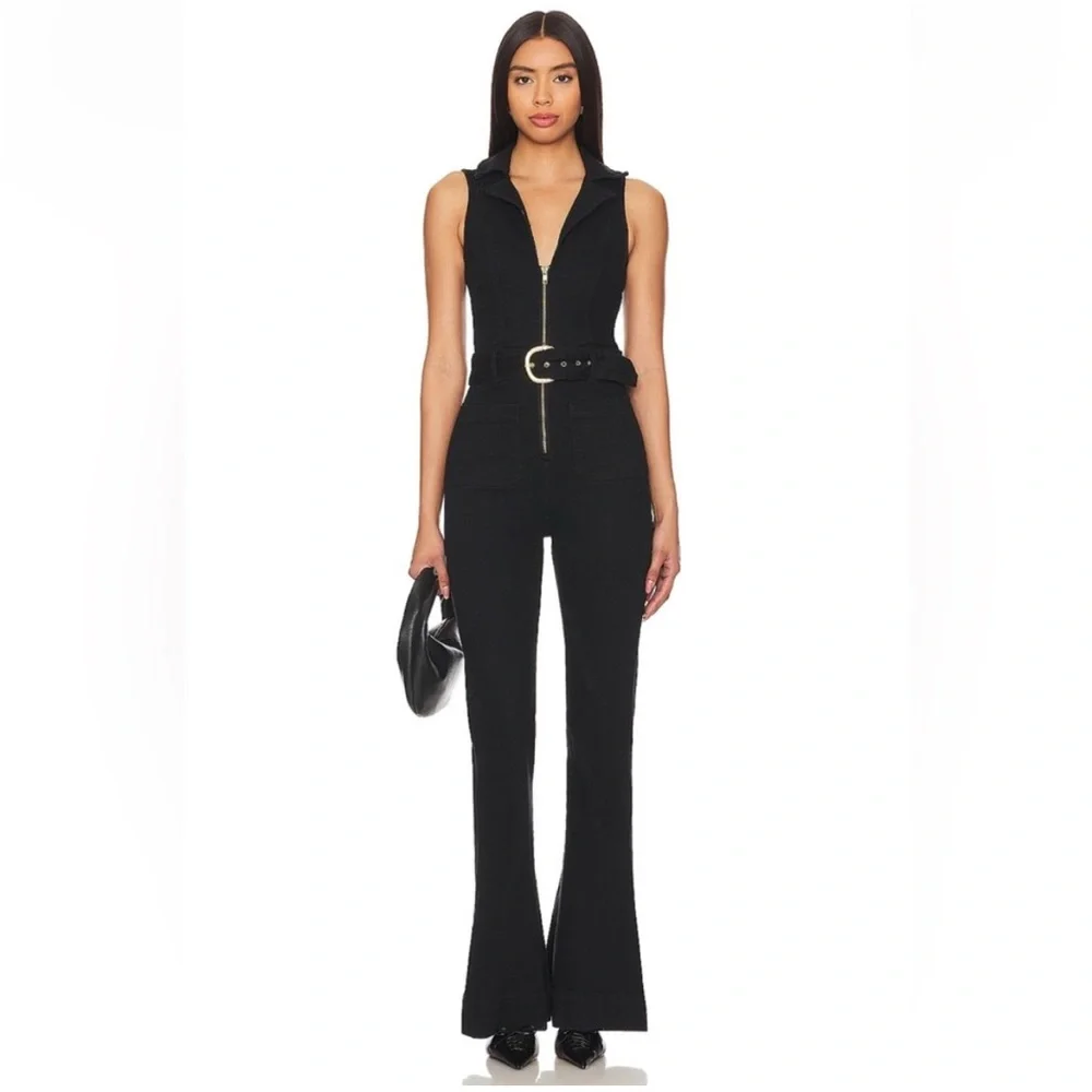 Show Me Your MuMu Black Sleeveless Zip-Front Jumpsuit with Belt - Picture 1 of 6